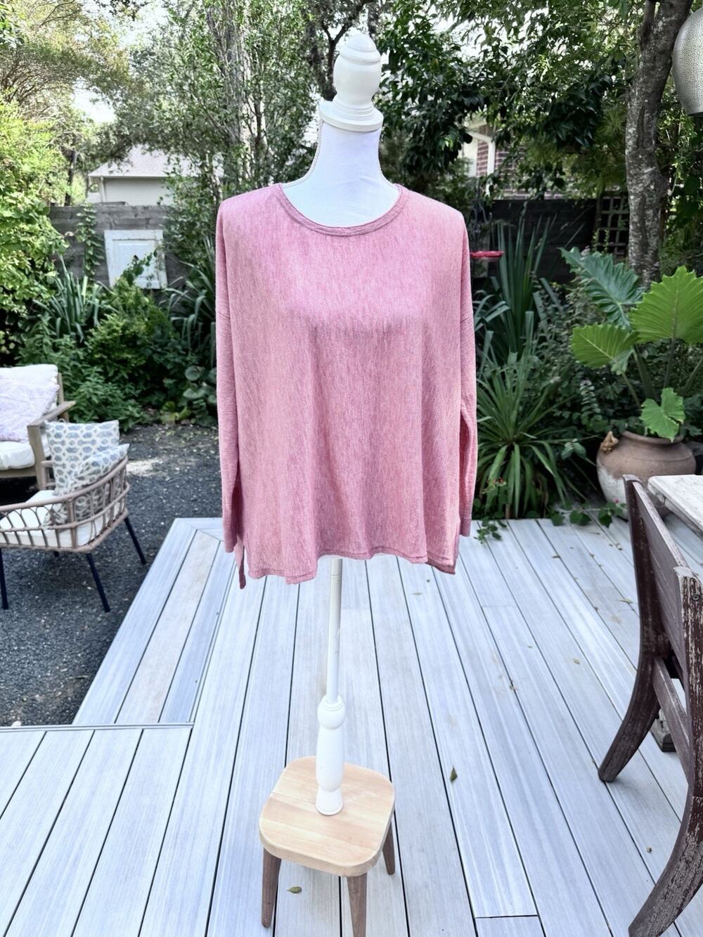 Eileen Fisher Sweater SP Petite Small Pink Mauve Light Long Sleeve Pullover